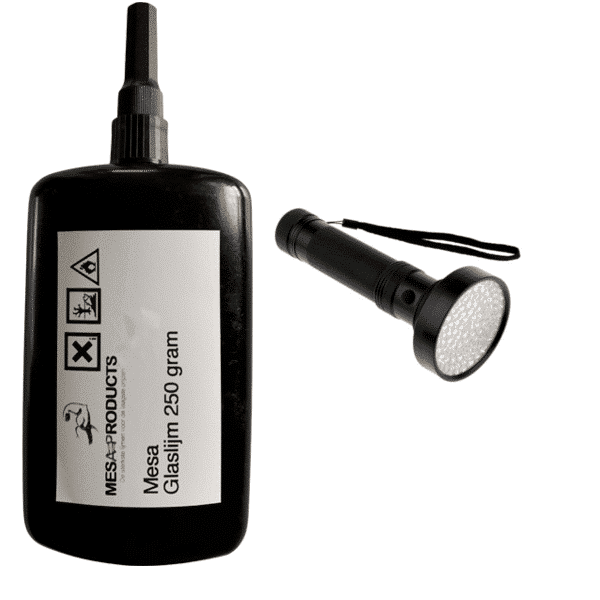 Glaslijm 250 gram dun + 100 led's UV lamp 1 glalijm 250 gram met een 100 led's lamp